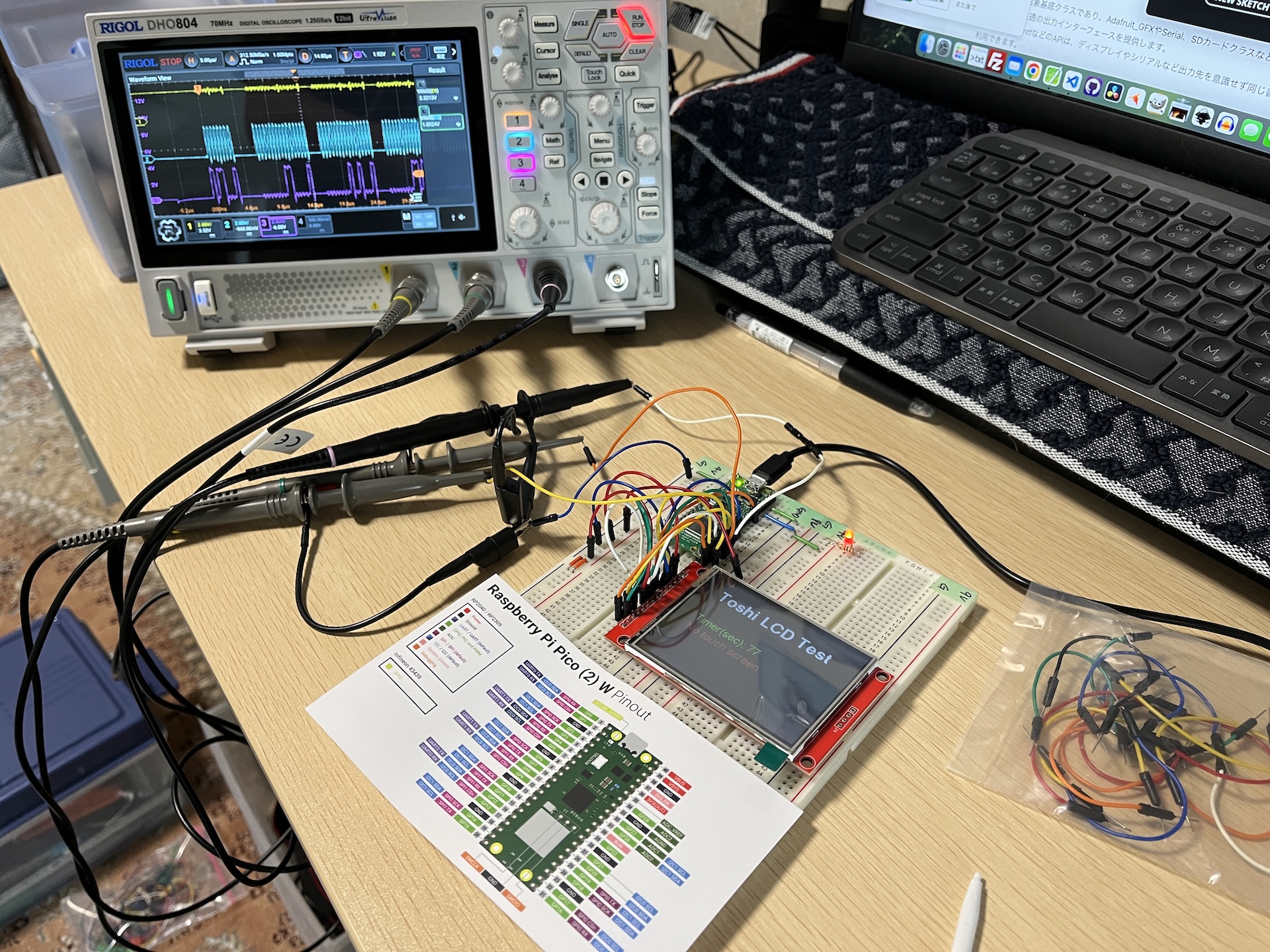 Raspberry Pi Pico 2W (Arduino) でILI9341フルドットTFT液晶を試してみた