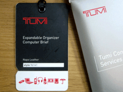 TUMI 店頭用の商品タグ