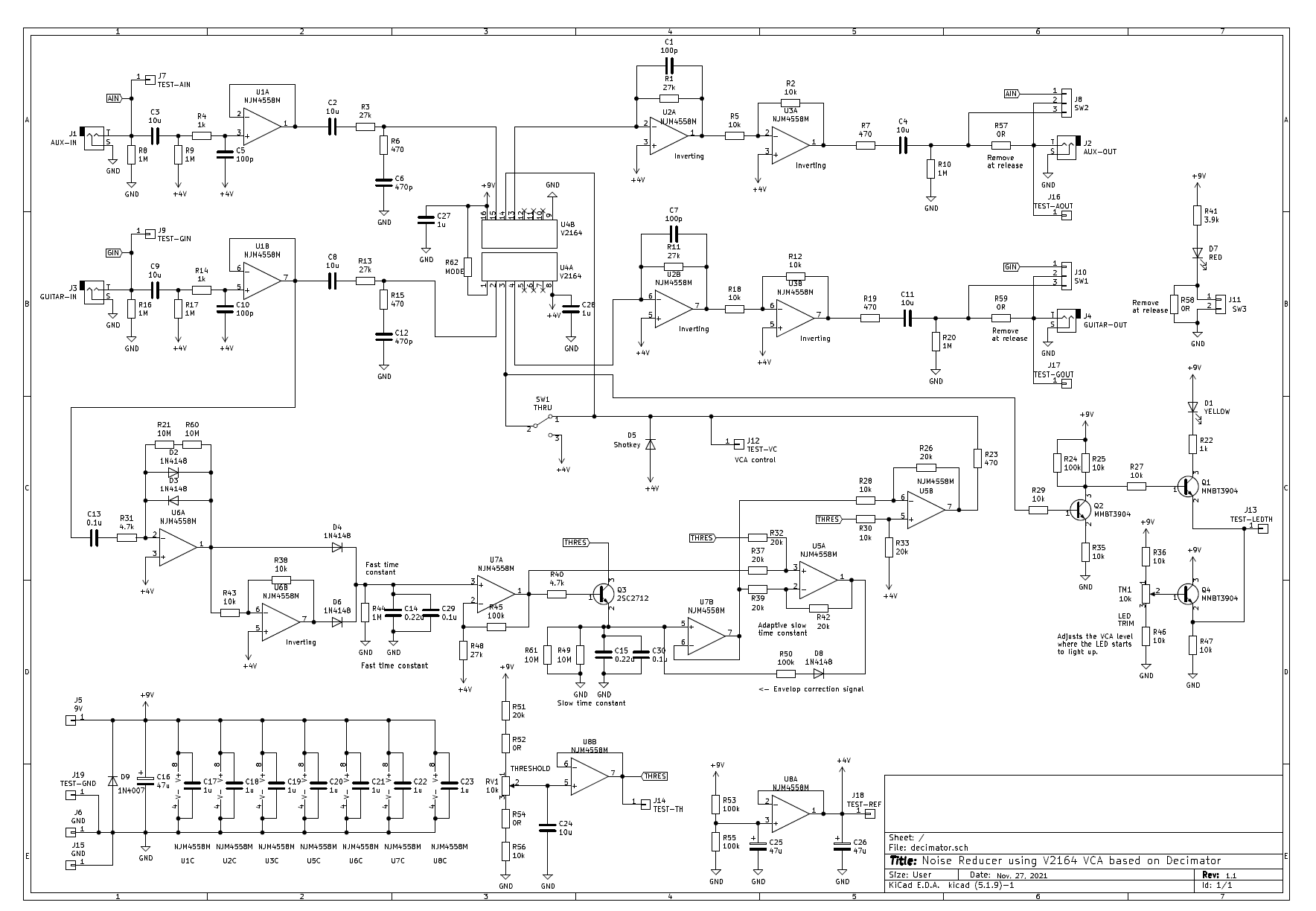 Circuit diagram of self-made noise reduction pedal