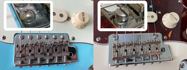 Fender Stratocaster USA Japan bridge comparison