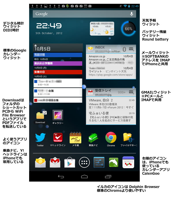 Nexus7ホーム画面