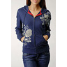 bL[ uh W[Y Indigo Embroidered Floral Hoodie