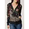 bL[ uh W[Y Asian Print and Embroidered Hoodie